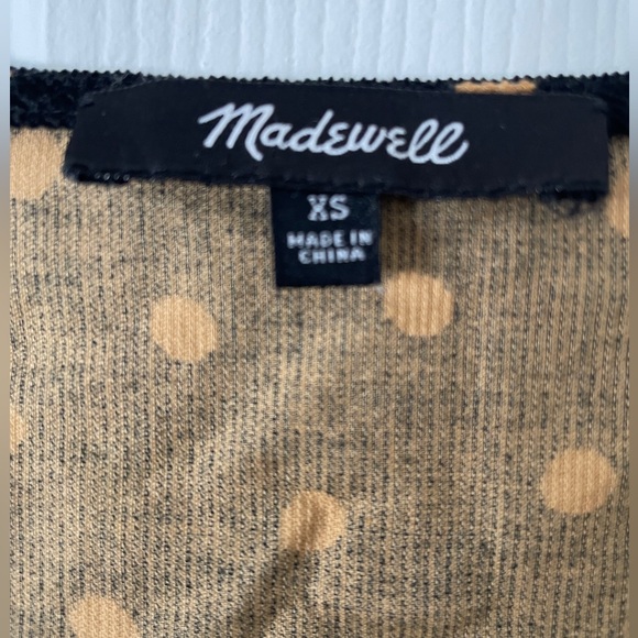 Madewell Corduroy Puff Sleeve Wrap Top Oval Dot Size XS - Picture 3 of 3